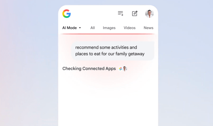 AI Mode Google использует Gmail и Photos