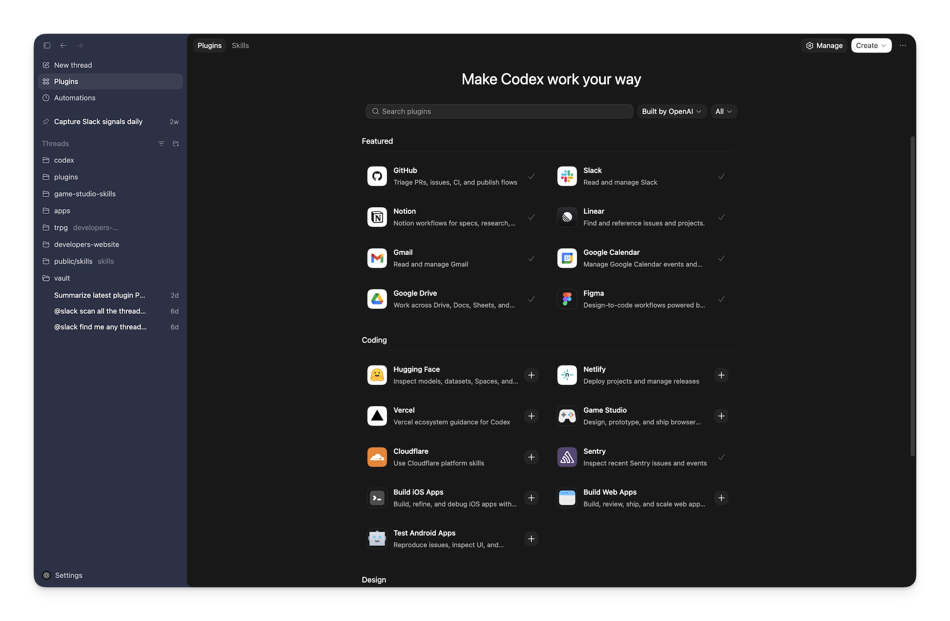 Codex от OpenAI обзавелась маркетплейсом плагинов для Slack, Figma
