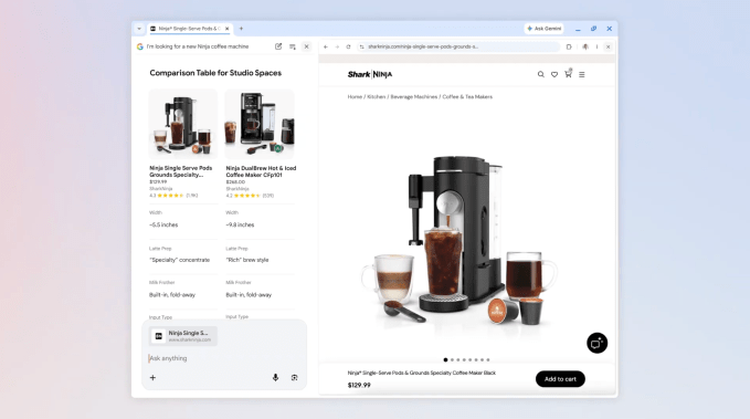 Google позволяет просматривать веб бок о бок с AI Mode