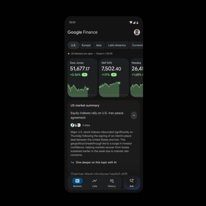 Google Finance запустила ИИ-приложение для Android